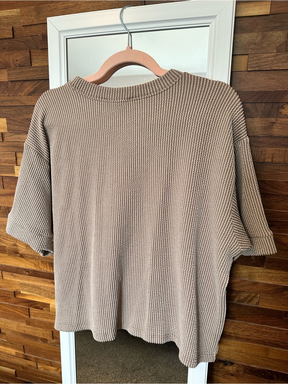 EUC🤎Zenana Raised Rib Short Sleeve Tee & Pants Set Ash Mocha - Picture 5 of 9